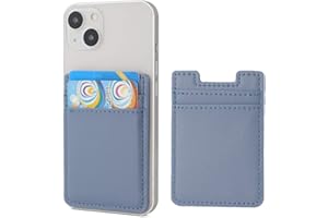 Fulgamo 2Pack Phone Card Holder,Leather Phone Wallet Adhesive Stick On Credit Card Pocket for Back of Phone Case iPhone and Android-Blue