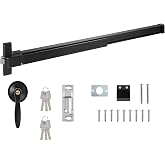 IRONWALLS 41" Panic Exit Device with Exterior Lever, Commercial Push Bar | Heavy Duty Stainless Steel Panic Bar For 41-53" Emergency Exit Door, Rim Panic Bar Black, Push Bar Door Lock, Fire-proof