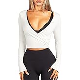 Navneet Women Long Sleeve Ballet Pilates Yoga Wrap Tie Front Tops Workout Gym Shirts Cardigan