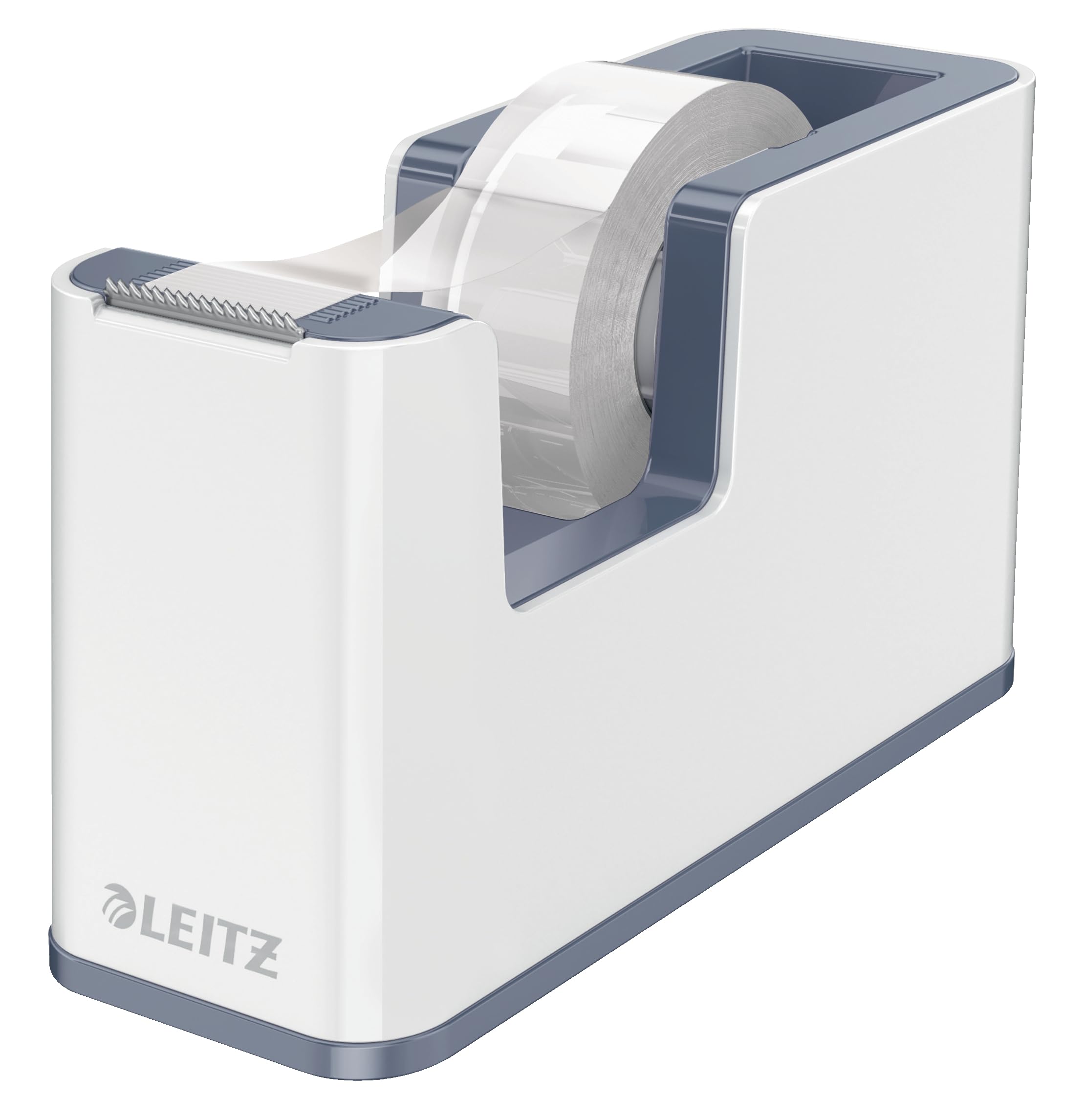 Leitz Tape Dispenser, Heavy Base with Tape, Wow Range, Pearl White/Grey
