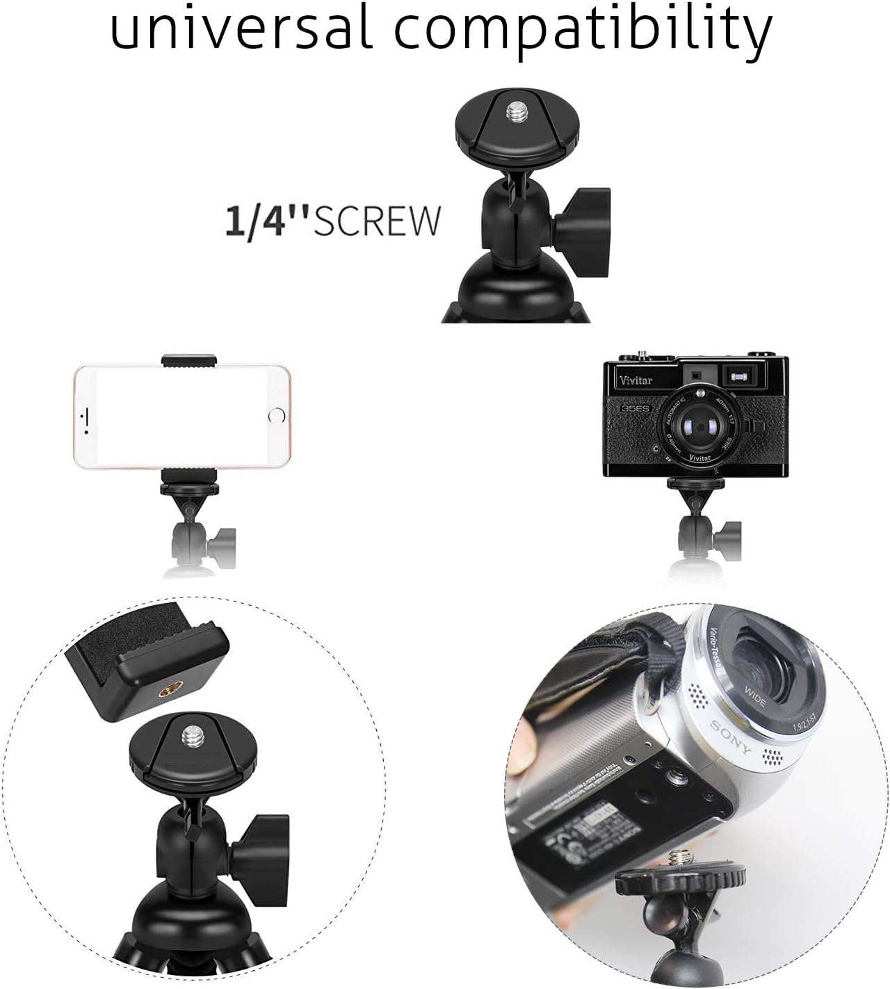 Ailun Digtal Camera Tripod Mount Stand Camera Holder for iPhone 11/11 Pro/11 Pro Max/X Xs XR Xs Max 8 7 Plus Digtal Camera Galaxy s20, s20+ S20Ultra s10 Plus S9+ Note 10 Camera and More Black: Electronics