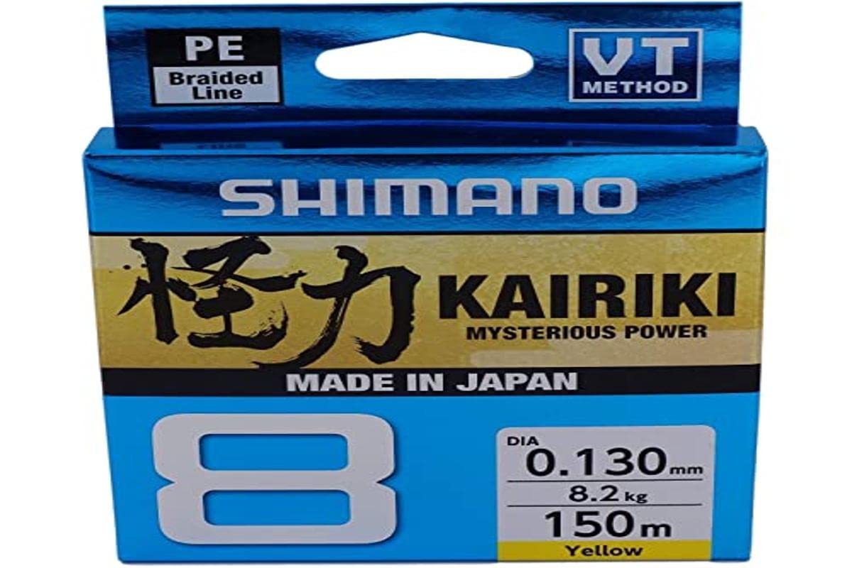 SHIMANO Kairiki 8, 150 Meter, Yellow, 0.05 mm/5.3 kg, Braided Fishing Line, 59WPLA58R30