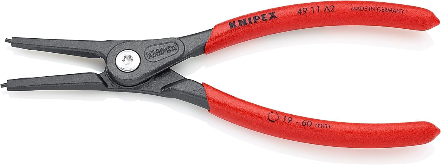 KNIPEX Precision Circlip Pliers for External Circlips on Shafts with Non-Slip Plastic Coating 180 mm, 49 11 A2