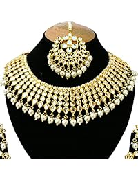 Finekraft Meena Kundan Juego de collares chapados en oro para novia