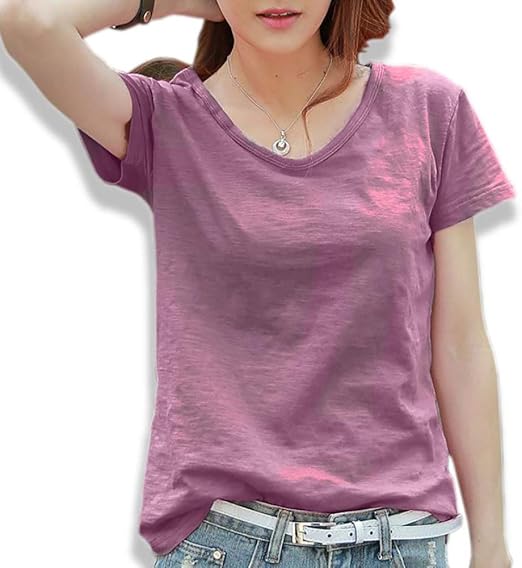 Amazon Co Jp ネクシード Tシャツ カットソー スラブ 半袖 Vネック レディース マタニティ 6色 展開 白 黒 青 グレー ネイビー パープル 服 ファッション小物