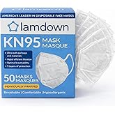 Lamdown (50-Pack) KN95 Face Masks, Individually Wrapped, Premium Disposable Dust Mask, White