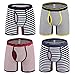 KEFITEVD Men's Breathable Cotton Underwear No Ride up Classic Stripe Soft Boxer Briefs