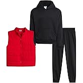 Tuff Guys Boys Sweatsuit Set - 3 Piece Zip Puffer Vest Hoodie Sweatshirt & Boys Joggers Pants - Athletic Boy Clothes (8-12)