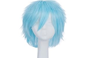 S-noilite Women Men Cosplay Hair Wig Short Straight Anime Party Dress Fluffy Costume Full Wigs Light Blue