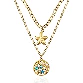 LCTrusttmor Gahna Ocean Charm Necklace for Women, 18K Gold Plated Dolphin Starfish Choker Necklaces Summer Beach Jewelry Gifts