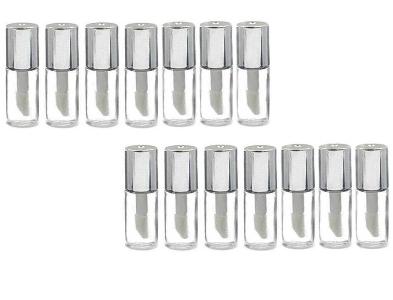 Ericotry 12PCS 1.2ML 0.04oz Empty Refillable Plastic Lip Gloss Lip Balm Tube Bottle Container Vials Mini DIY Lipstick Makeup Tube Bottle with Silver Lid