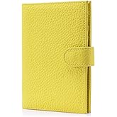 LnxLtw Slim Passport Wallet for Women – RFID Blocking Passport Holder for Travel Women with Card Slots, Coin Pocket & SIM Slot – Genuine Leather Travel Organizer – Lemon Yellow