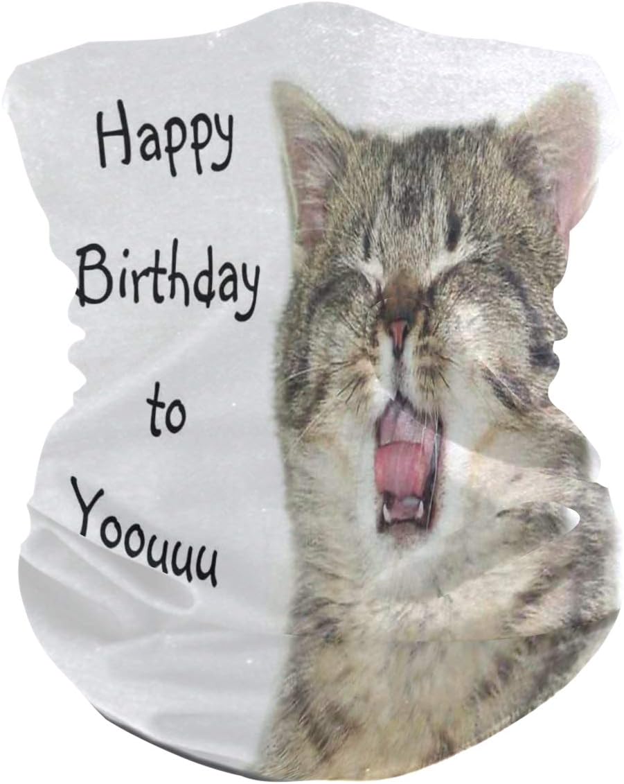 Best Funny Birthday Cat Half Face Mask Scarf Cover Dust Wind Neck Warmer Bandana Women Men