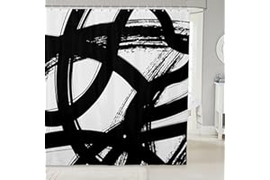 jejeloiu Black and White Shower Curtain 72"x72" Geometry Modern Stripe Bathroom Shower Curtain Set Neutral Art Bath Curtain Abstarct Art Kids Bathroom Accessories