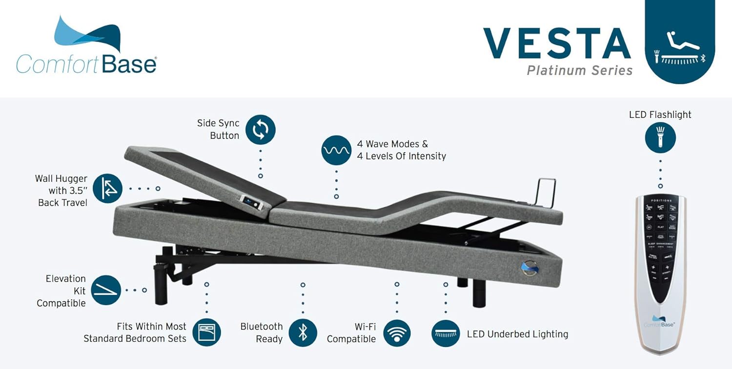 Glideaway Vesta Adjustable Bed with Alexa Voice Control and