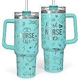 Nurse Gifts for Women, Nurse Tumbler with Handle 40oz Stainless Steel Coffee Cup with Straw Lid, Nursing Gift for Female Nurses, Appreciation Gift for Graduation Christmas Birthday