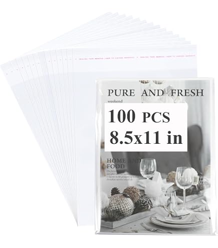 Clear Plastic Magazine Sleeves Resealable 80 Pack TORISING Magazine Protectors | 80 PCS Clear Plastic Sleeves 9.25x11.8" | Resealable Storage For Documents & Photos Archival Storage Bags