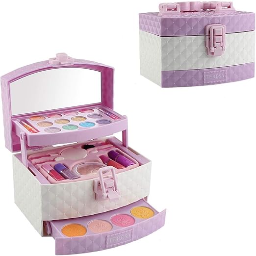 Luckybaby Kids Makeup Kit， Girls Play Cosmetic Set Washable Makeup Toy Set ，Princess