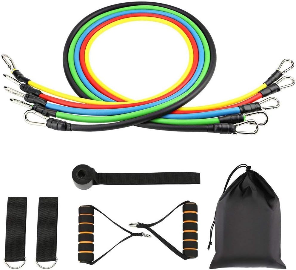 NTS Exercise Bands Resistance Band Suit 11-piece Set Latex Fitness Training Pull Rope, Multifunction Fitness Equipment With 5 Fitness Tubes/Handles/Ankle Strap/Door Anchor/Carrying Bag
