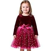 NNJXD Flower Girl Tulle Dress Elegant Princess Long Sleeves Party Winter Autumn Clothes