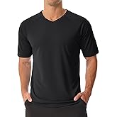 MAGCOMSEN Men's UPF 50+ Sun Protection Shirts V Neck Short Sleeve T-Shirt Quick Dry Swim UV Shirt Summer Workout Rash Guard