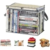 Ouliget Waterproof Clear Zippered Organizers Largesize,Moving Storage Bags with Reinforced Handles,Closet Organizers and Storage Container for Book DVD Blu Ray Disc Clothing,15''x12.5''x9.5''