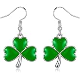 St Patricks Day Earrings for Women,Shamrock Clover Green Earrings Saint Patricks Day Decorations Irish Handmade Lucky Four Leaf Dangle Earring St. Patrick's Day Accessory Holiday Jewelry Gift