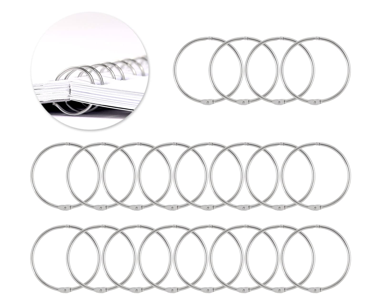 ds. distinctive style 20 Pcs Metal Binder Rings 1.2 Inch Round Binding Rings Book Loose Leaf Rings Keychain Rings - 30mm