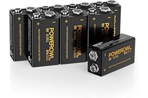 POWEROWL High Capacity 9V Batteries 8 Pack, Alkaline 9 Volt Battery 6LR61 for Smoke Detector Fire Alarm and More Devices