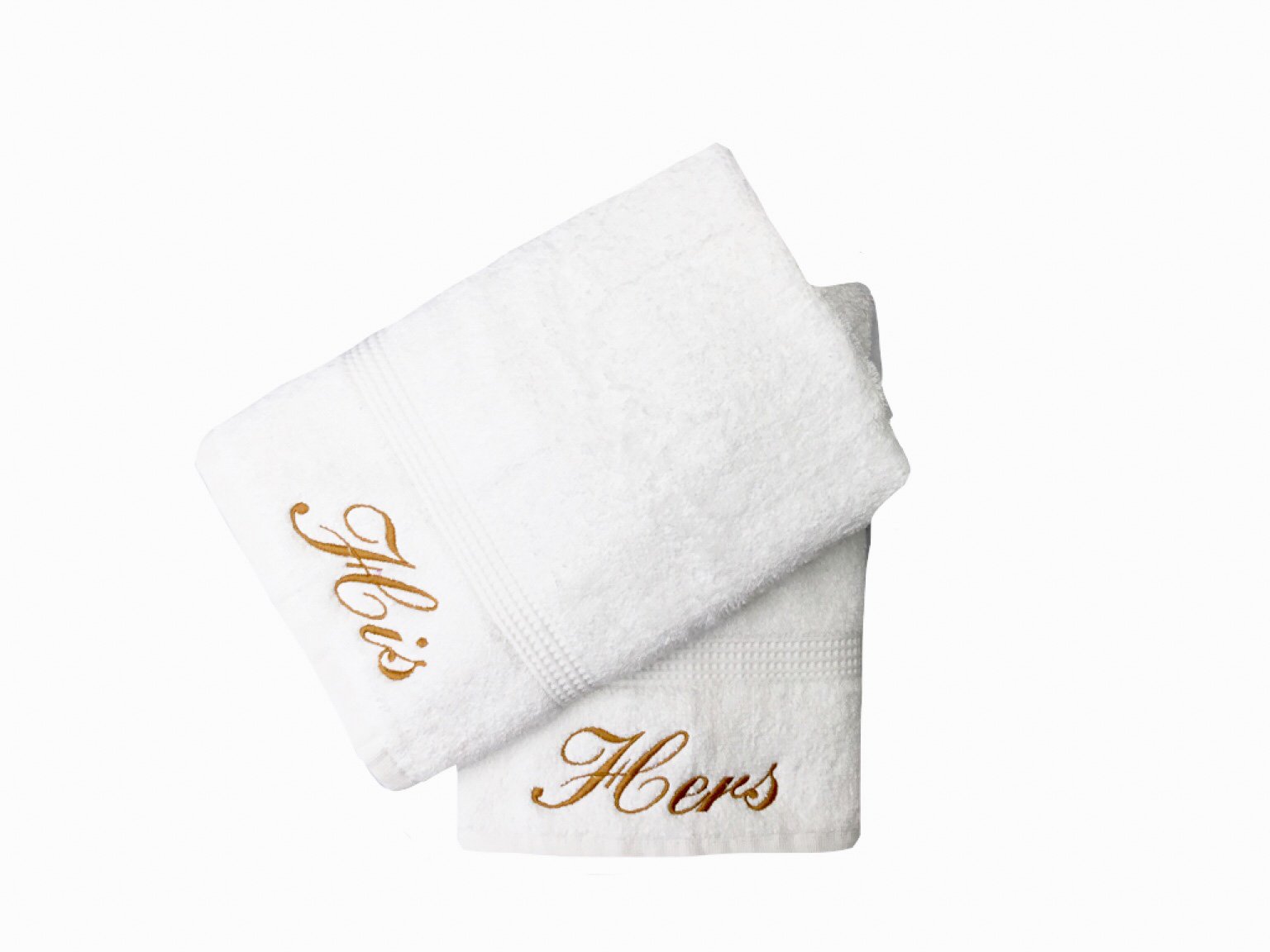 Niche Embroidery Embroidered His & Hers White Bath Towels Pair