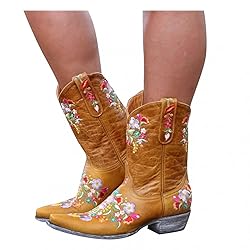 Hbeylia Cowboy Boots For Women Vintage Embroidery