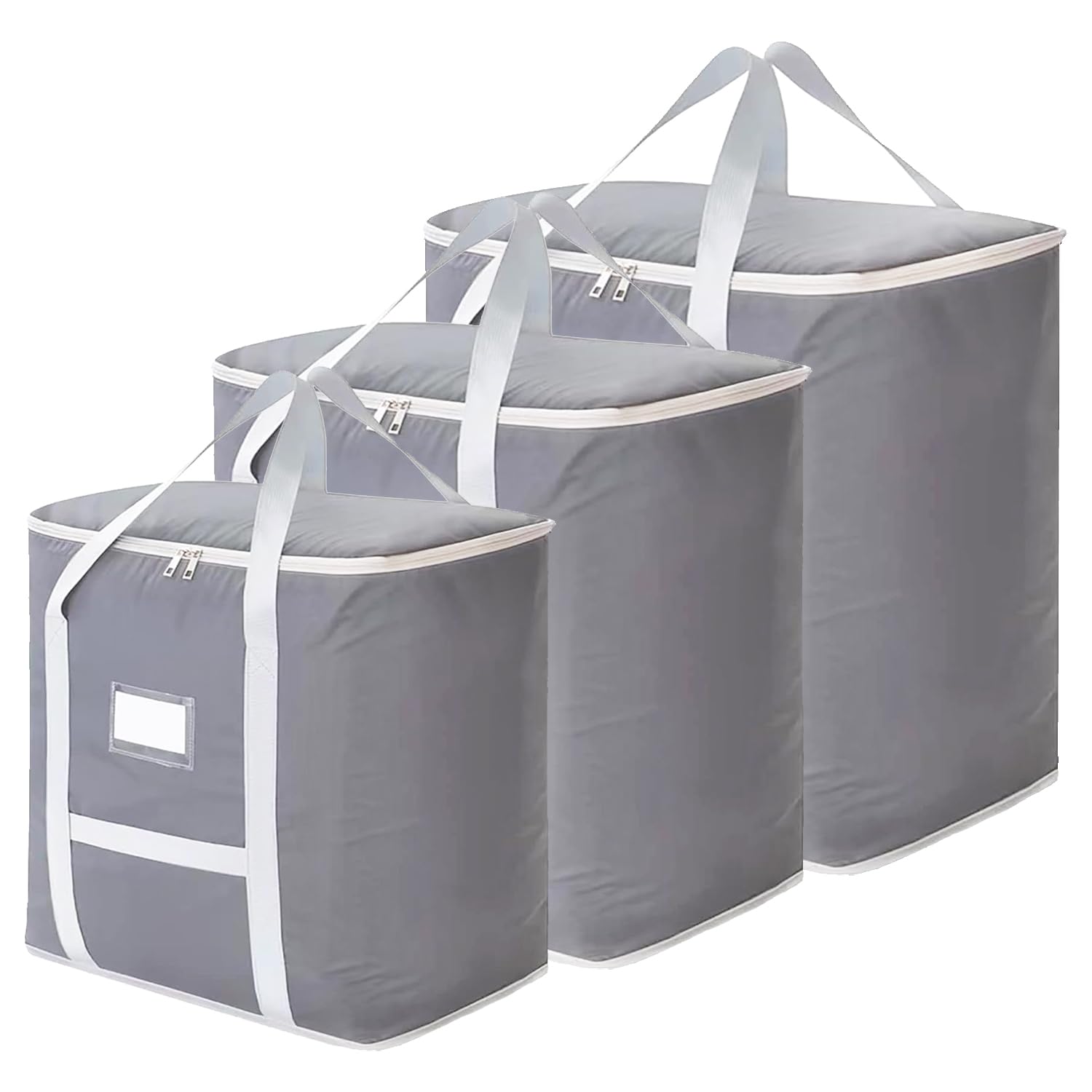 Photo 1 of 3 Pack Extra Large Storage Bags, Heavy Duty Storage Bags, Large Moving Bags, Space Saving, Clothing Storage, Organizing Bedroom, with Reinforced Handles & Double Zippers