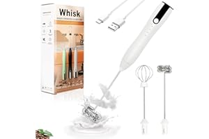 TONJIN Double Whisk Milk Frother Handheld USB-C Rechargeable Electric Drink Mixer White,3 Speeds Adjustable Coffee Foamer Drink Whisk for Lattes, Matcha, Hot Chocolate, Egg, Matcha