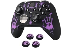 RALAN Laser Blood Handprint Design Controller Skin with 4 Thumb Grips for Xbox Elite Wireless Controller Series 2 Core, Anti-Slip Silicone Controller Cover Protector Case