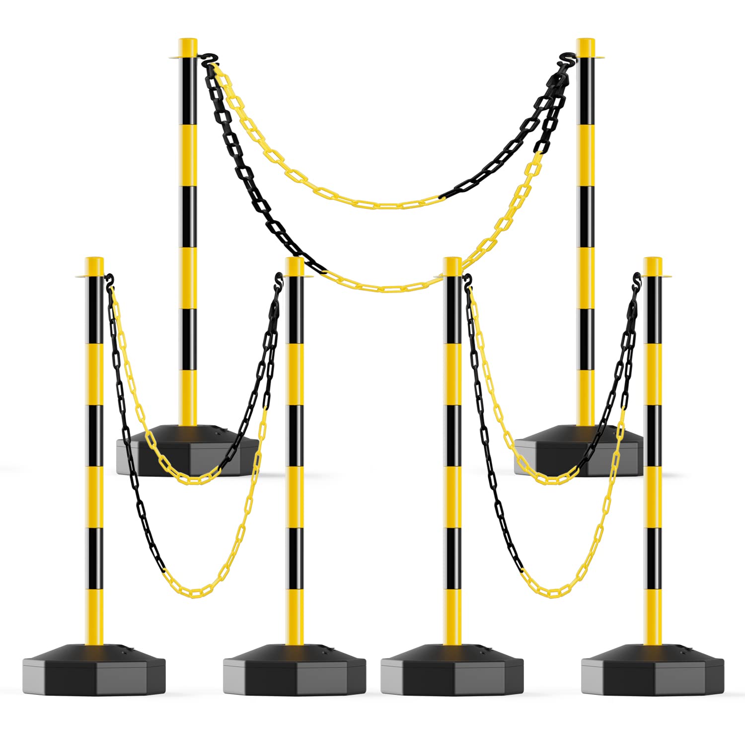 4 Pack Traffic Delineator Post Cones with Fillable Base, Expandable