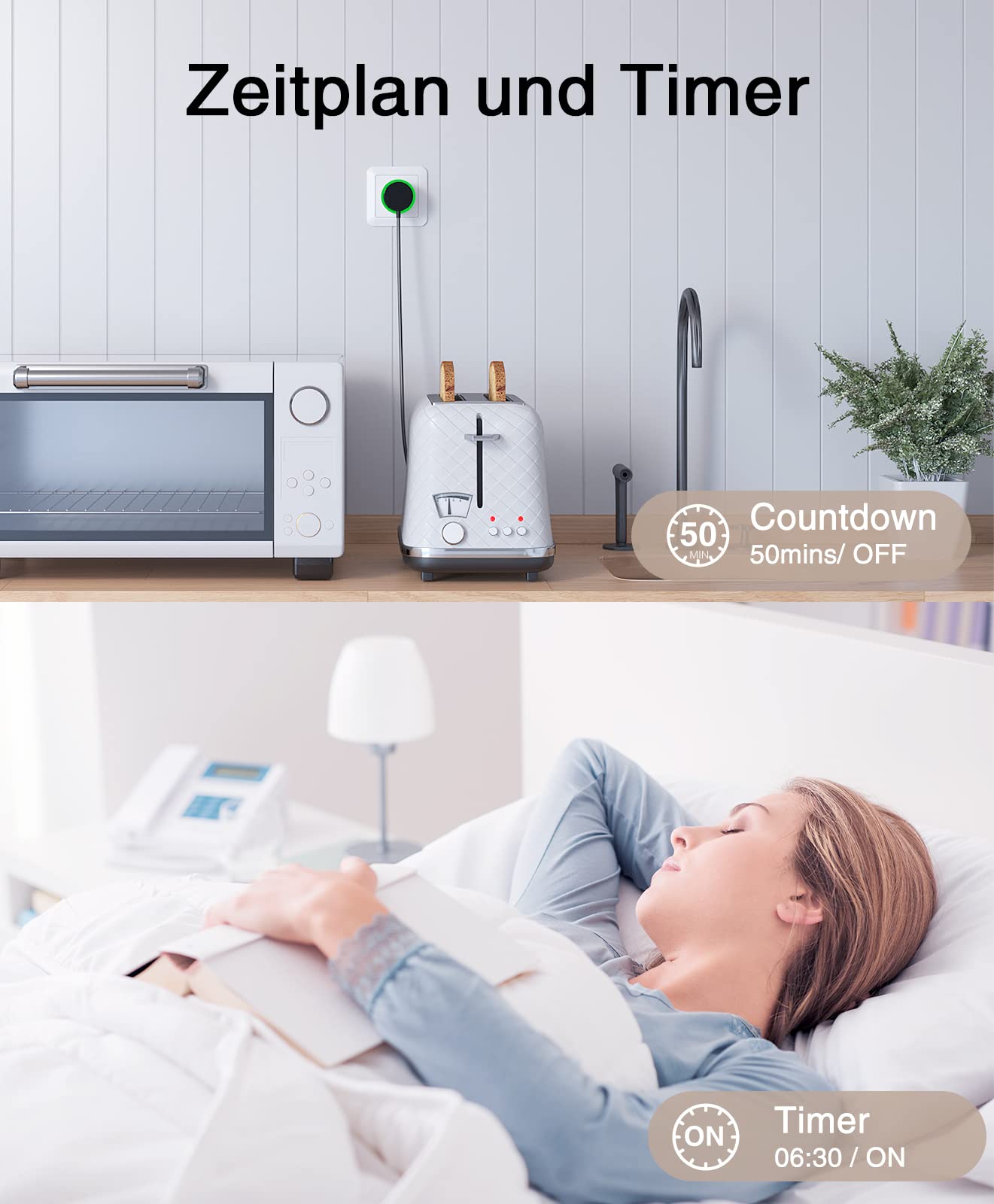 GHome Smart Steckdose mit Strommessung, Mini Wlan Steckdose kompatibel mit Alexa/Google Home, App Fernbedienung, Sprachsteuerung,Zeitplan, 10A,Nur 2,4GHz, 4PCS[2025]Unterstützt kein Tasmota-Flashen 6