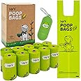 Ley's Compostable Dog Poop Bags, Plant-Based Biodegradable Doggie Waste Bags with Easy Tie Handles, Unscented, Vegetable-Based, Dog Bags Refill Rolls with Dispenser and Leash Clip