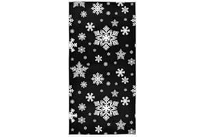 WAMIKA Winter Snowflake Black Hand Bath Fingertip Towel Christmas Decorations Kitchen Towels Xmas Holiday Bathroom Faucet Towel Set Highly Absorbent SPA Gym Shower Towels 16x30 Inch