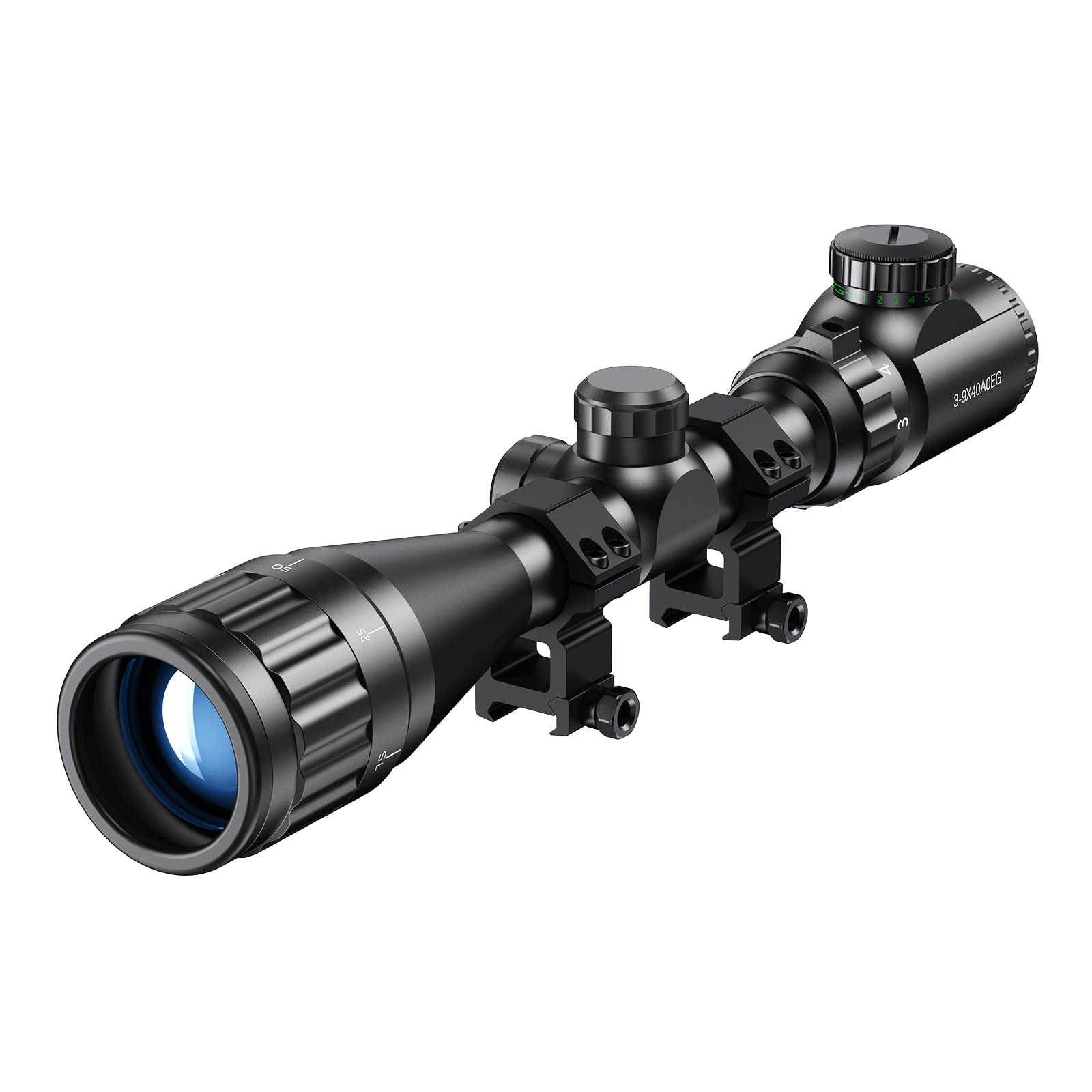 Paike 3-9x40 AOEG Rifle Scopes Red Green Dot Mil-Dot Reticle Objective Lens Parallax Adjust