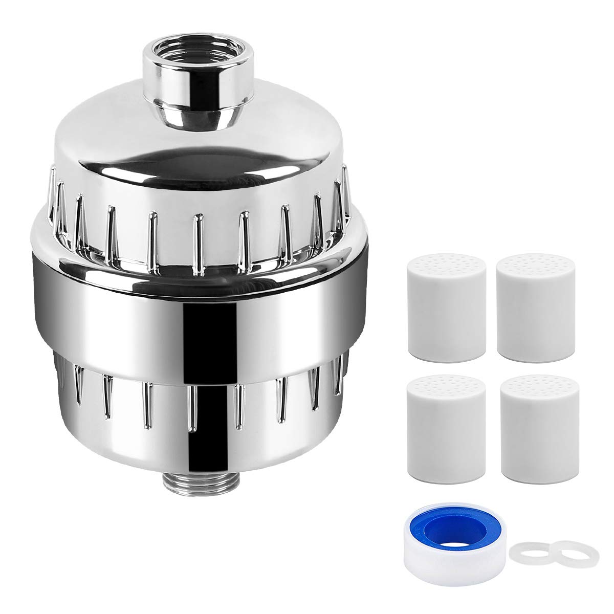 Filtre de Douche,VDROL 12 Etapes avec 4 Cartouches de Remplacement Purificateur Eau Calcaire Filtre a Eau de Douche Empêche les Cheveux et la Peau de Sécheresse, Supprimer le Chlore, le Métal Lourd