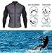 CtriLady Men's Best Neoprene Wetsuit Jacket Front Zipper Long Sleeves Workout Tank Top for Swimming Snorkeling Surfing (Grey, S)