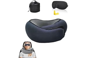 Fotiwesd Wander Neck Plus Travel Pillow, Travel Neck Pillow, 360 Degree Comfort and Breathability, Airplane Travel Neck Pillow, Stowable U-Shaped Pillow (Blue)