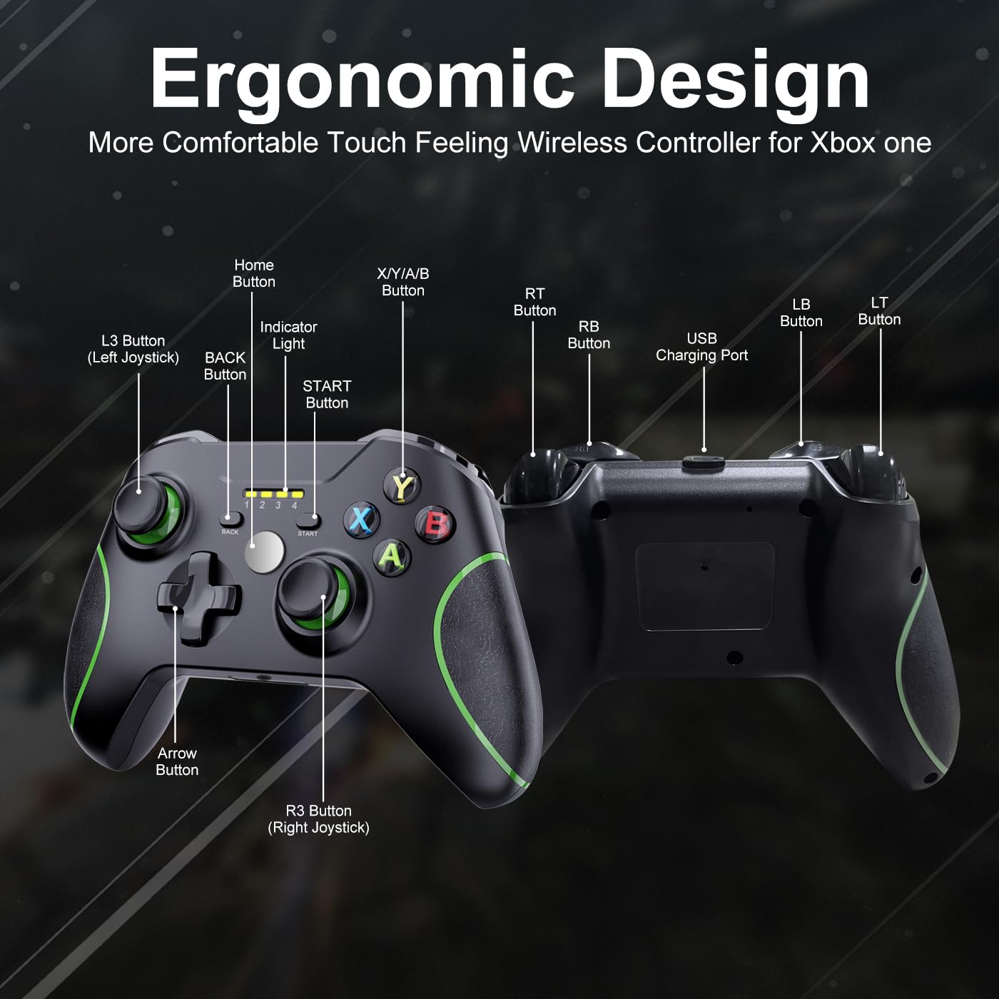 Xbox One Controller,2.4GHz Wireless Xbox Controller with 3.5mm Headphone Audio Jack Xbox Controller for Xbox One X/S Xbox Series X/S,Black