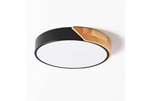 LED Ceiling Lights,LuFun 12 Inch Black Modern Flush Mount Lighting Fixture,Round Shaped Wood Ceiling Lighting,30W,6500K Cool 