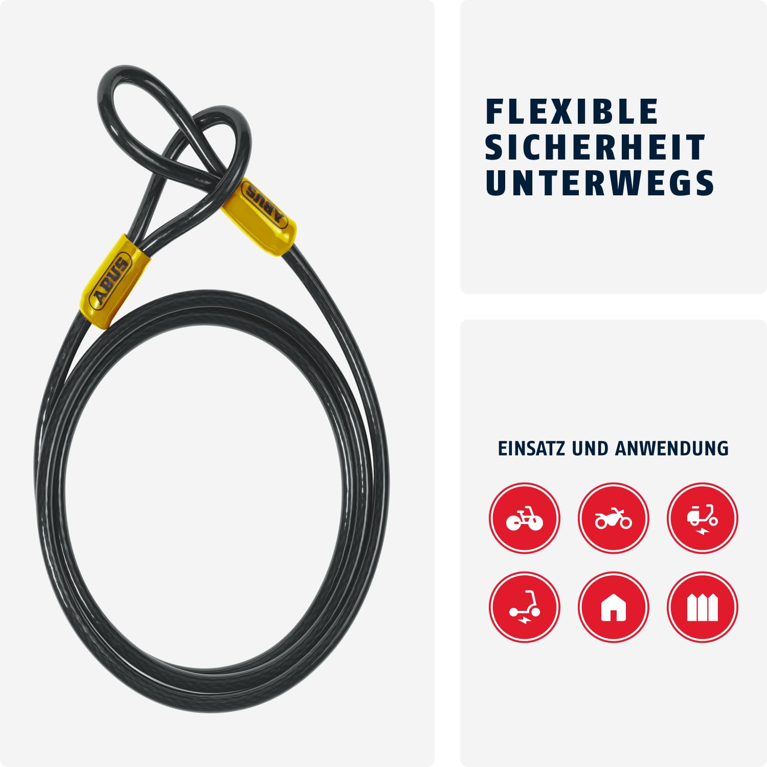 ABUS Schlaufenkabel Cobra 10 - Stahlseil mit Kunststoff ummantelt - Sicherung für Fahrrad- und Motorrad-Zubehör - 2 Meter lang, 10 mm stark 2