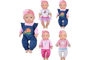 EBUDDY Doll Clothes 4 Sets Doll Fashion Outfits Fit for 14-16 inch Baby Dolls,43 cm New Born Baby Dolls,15 inch Dolls,18 inch Dolls (Doll is not Included)