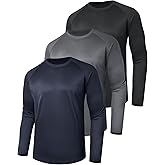 3 Pack Long Sleeve Shirts for Men - Quick Dry Moisture Wicking UV Sun Protection T-Shirts for Fishing Workout Athletic Gym