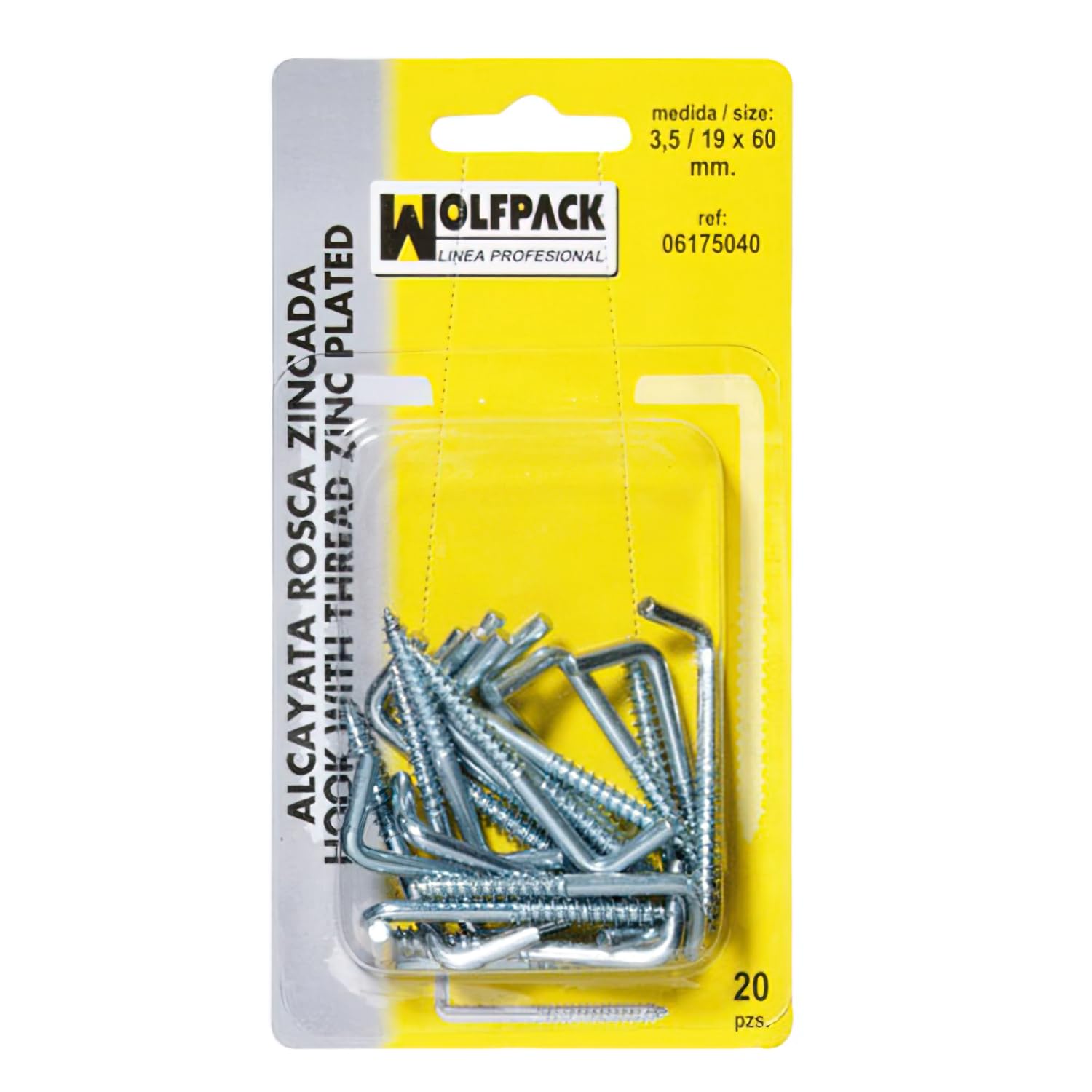 Wolfpack 6175000 - Pack of 50 Threaded Hooks 2.1/14 x 25 mm