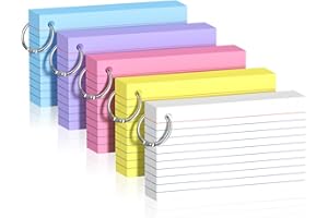 NICHELA 250 Pcs Colored Index Cards with Ring 3 x 5 Inch Heavyweight Ruled Flash Cards, Flashcards with Ring for School & Office Supplies and Home Organization, Durable Study To Do List Lined Note Cards