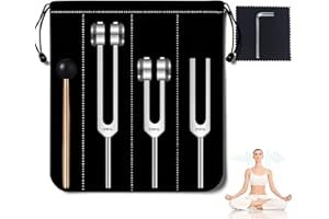 ZHIYUEJING Tuning Forks for Healing Set - 128Hz 256Hz 512Hz Frequency Healing Devices, Aluminum Alloy Chakra Balancing Tools with Carrying Pouch & Mallet for Sound Therapy, Meditation & Yoga